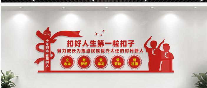 扣好人生第一?？圩有@文化墻創(chuàng)意設(shè)計圖片
