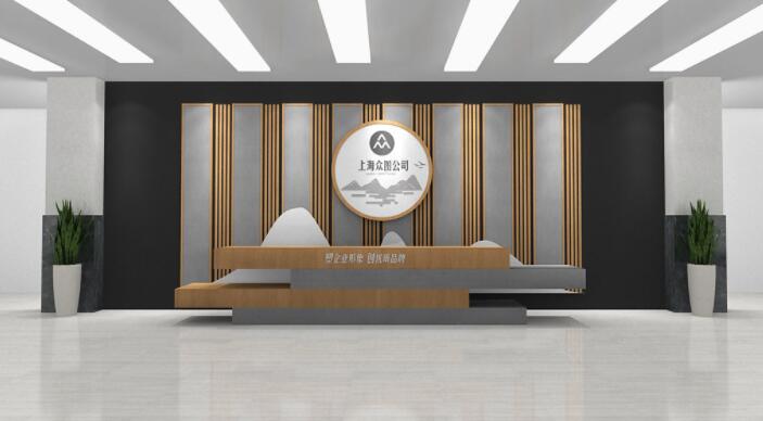 紋簡約高端公司企業(yè)酒店前臺設計背景墻