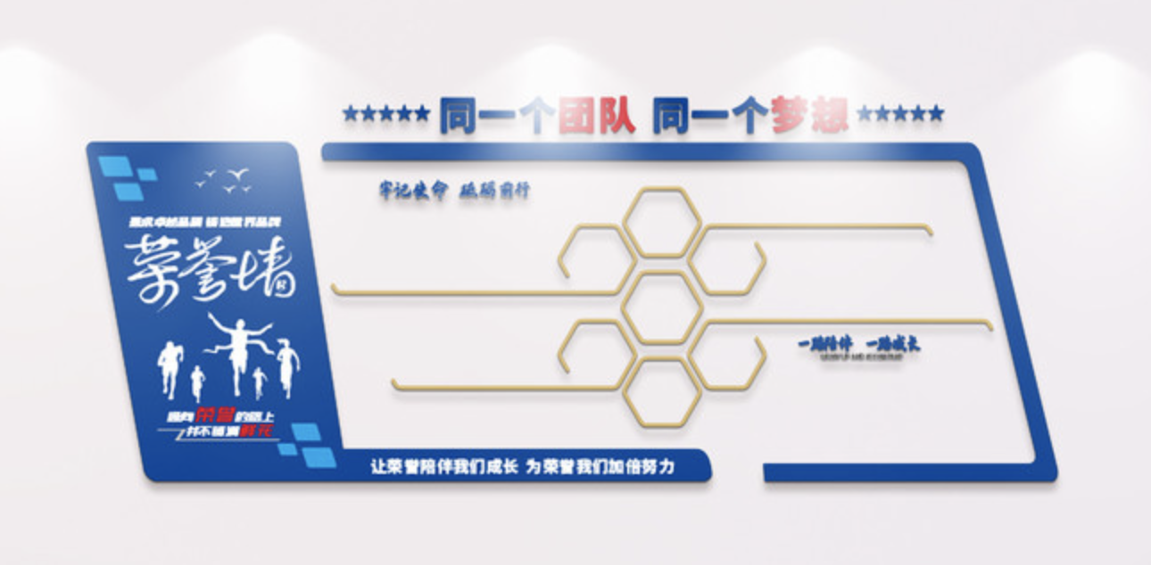 創(chuàng)意藍色企業(yè)公司辦公室榮譽墻文化墻(圖4)
